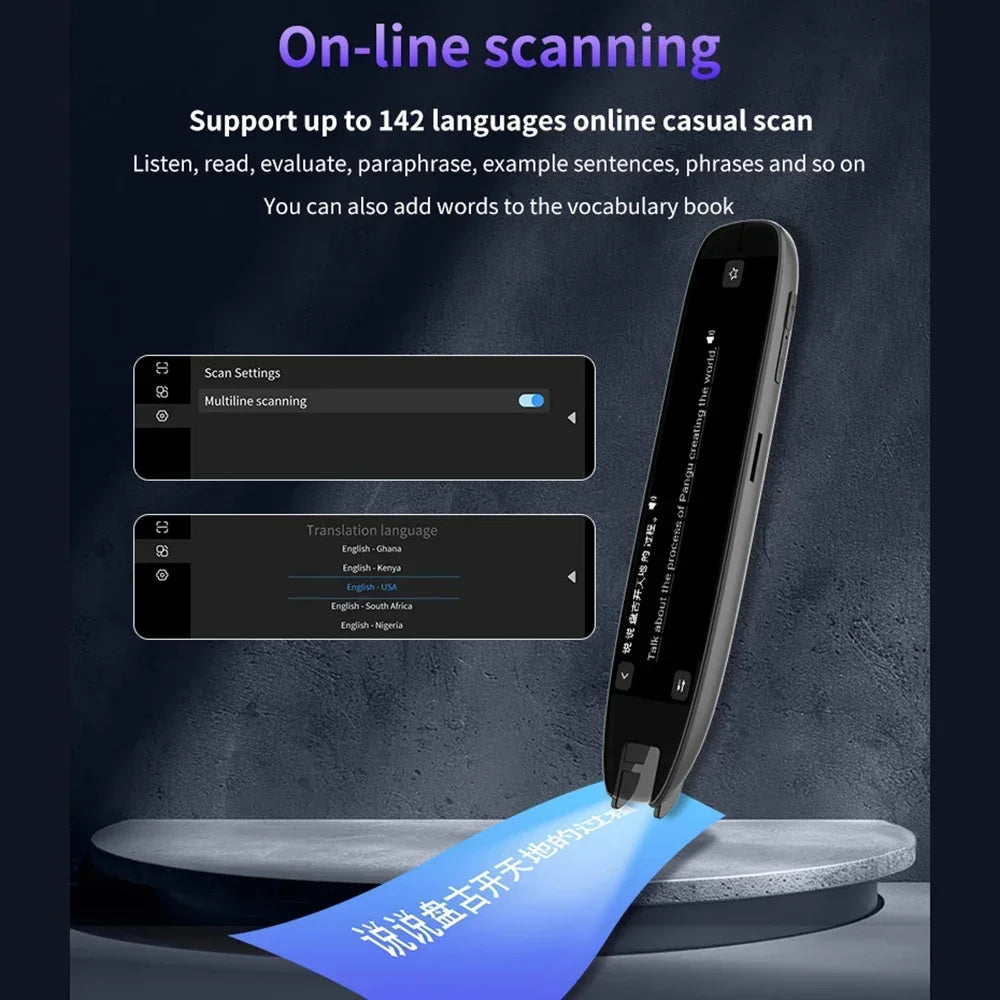XIKCU S65 Pro Smart Voice Translator 142 Languages WIFI Scan Translation Pen Scanning Translation Pen For Business Travel Abroad