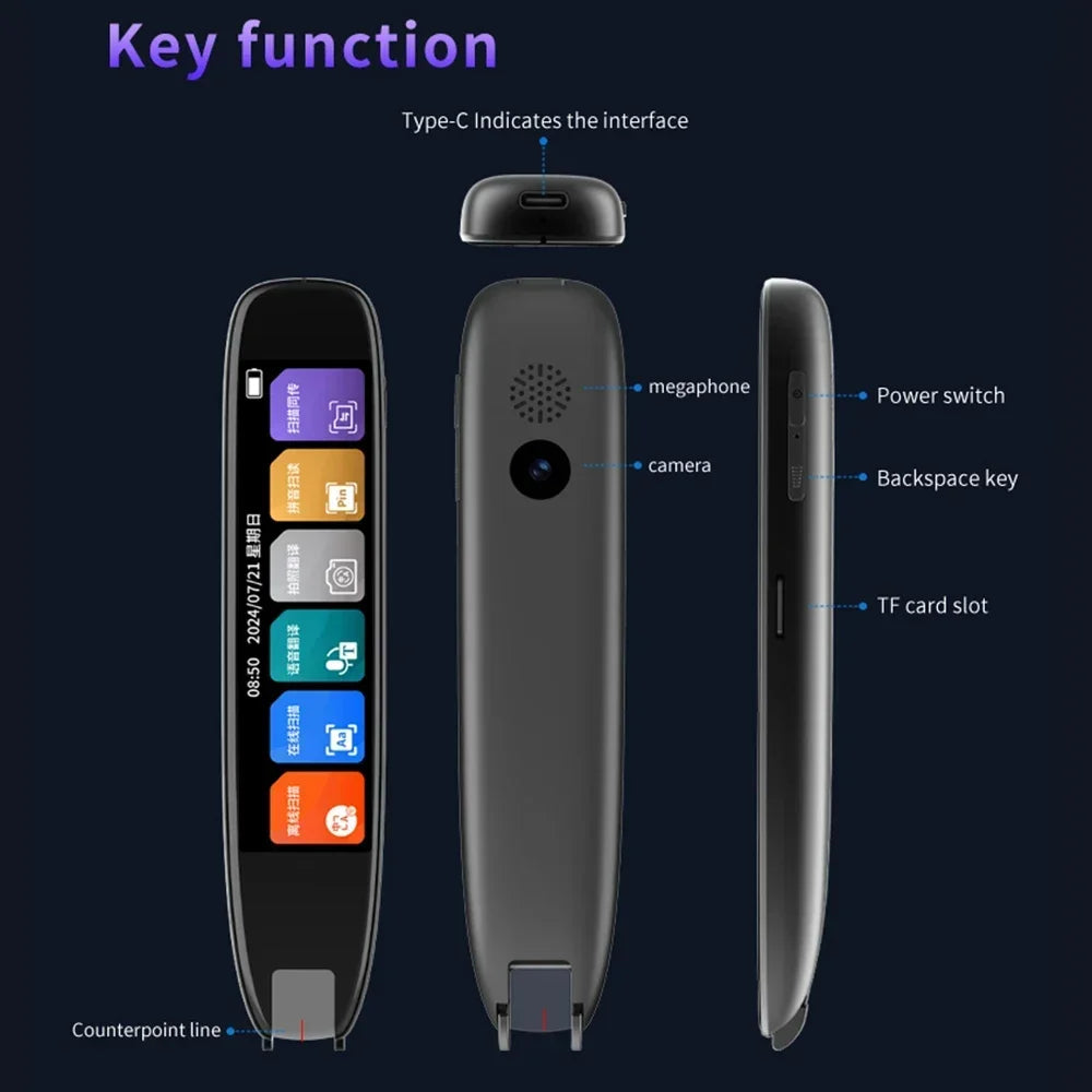 XIKCU S65 Pro Smart Voice Translator 142 Languages WIFI Scan Translation Pen Scanning Translation Pen For Business Travel Abroad